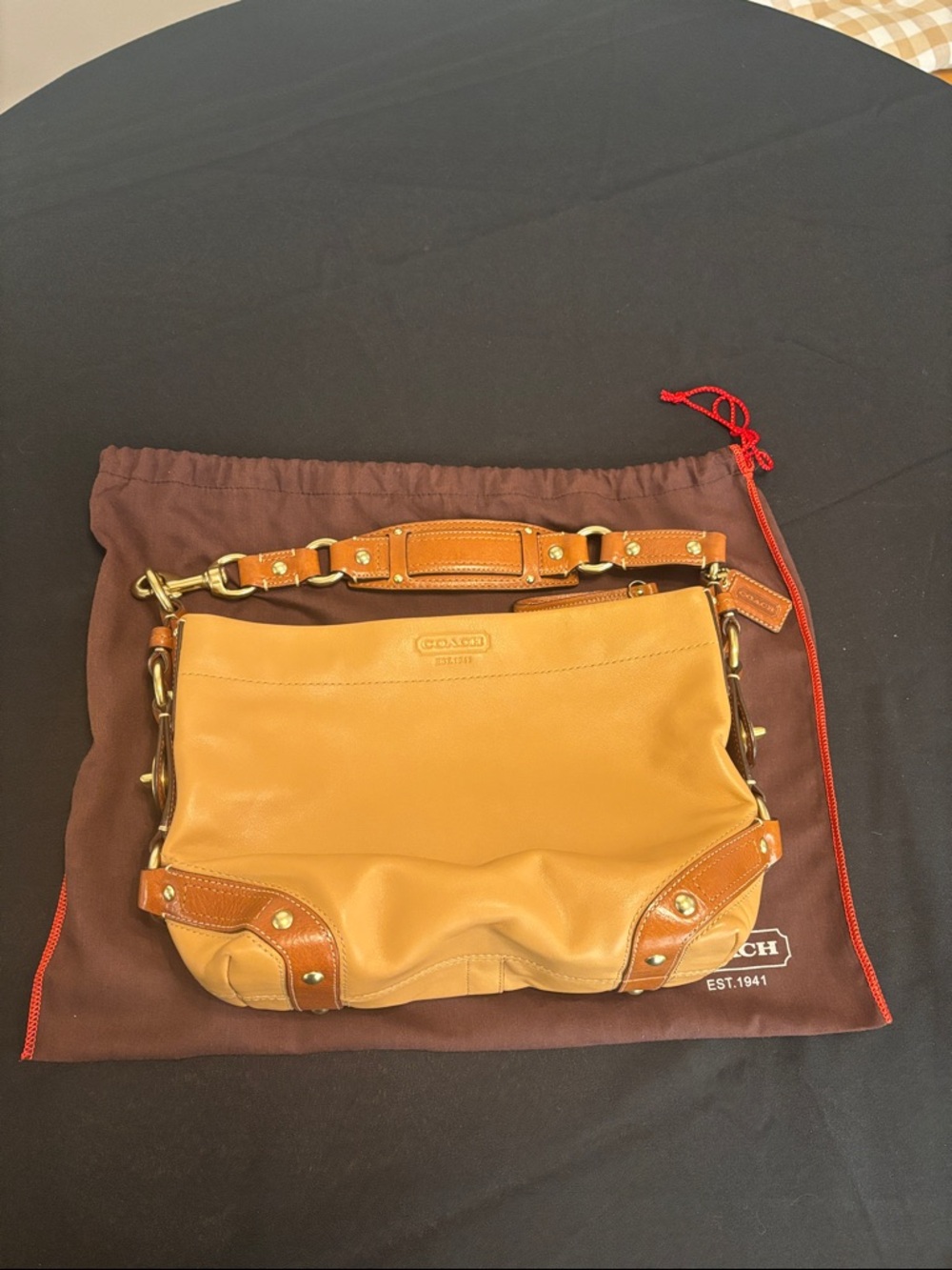 Coach Carly Two-Tone Brown Leather Shoulder Bag with Dust Bag - Picture 7 of 8